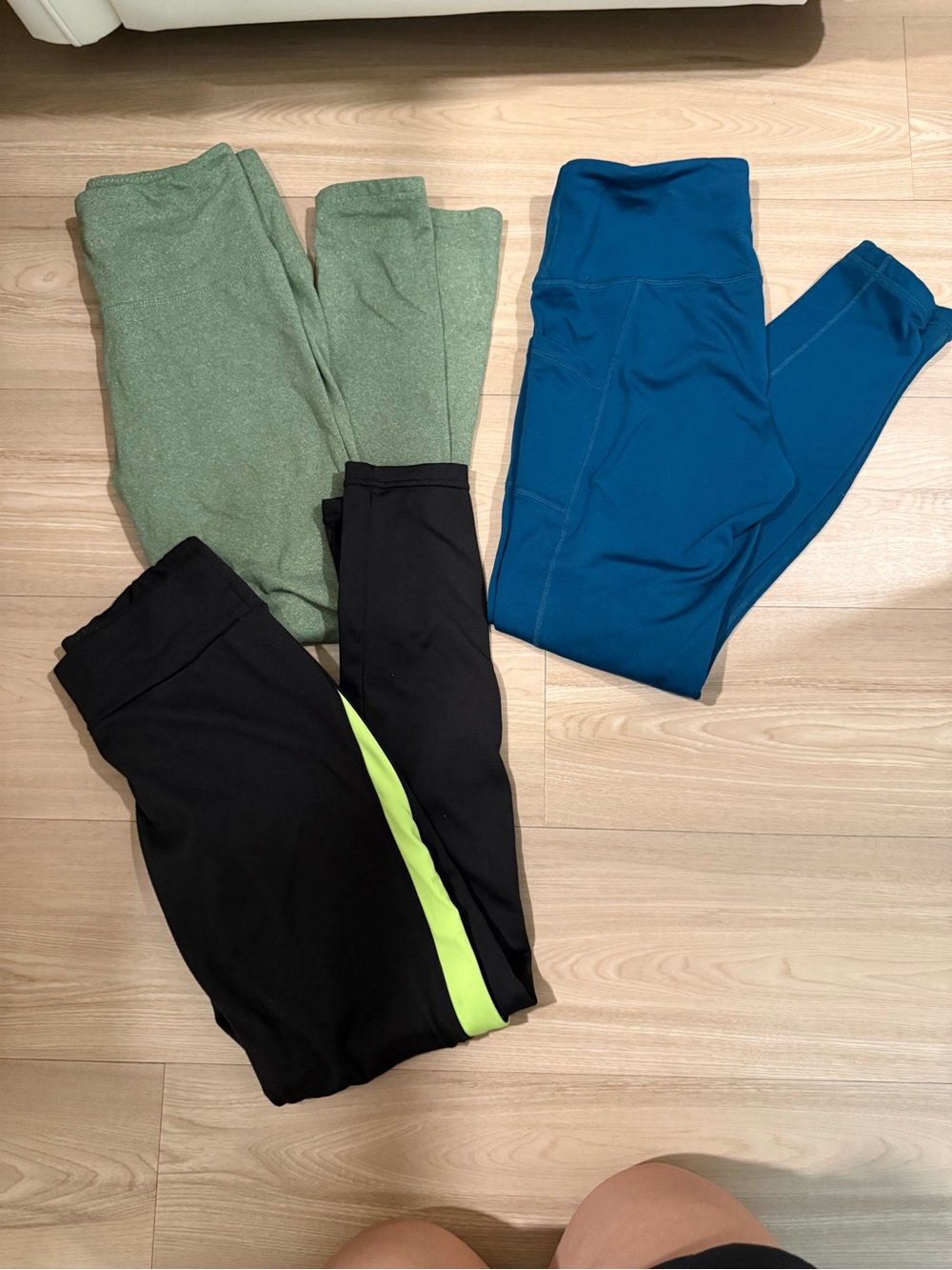 Kids Active Leggings Bundle - Green, Black with Lime, Teal